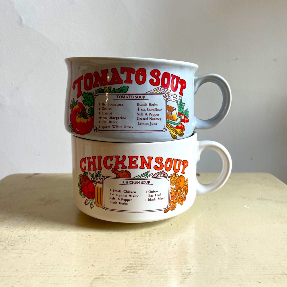 Pair Vintage ceramic soup bowls
